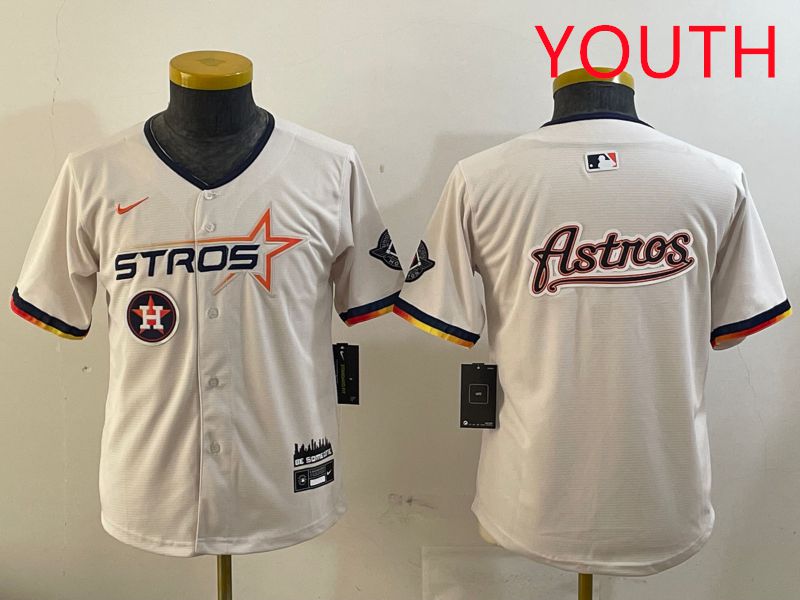 Youth Houston Astros Blank Cream three generations Joint Name 2025 Nike MLB Jersey style 41418->youth mlb jersey->Youth Jersey